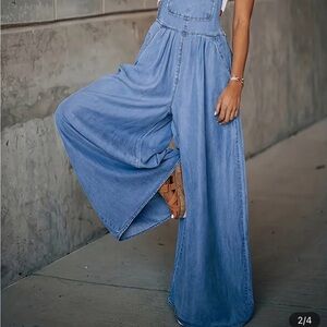 Wide leg overalls